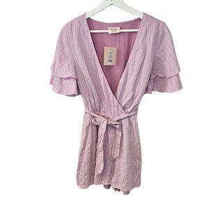Showpo Womens Run away Girl Playsuit, Ruffled, Tie Waist, V Neck, Lilac, Size 4